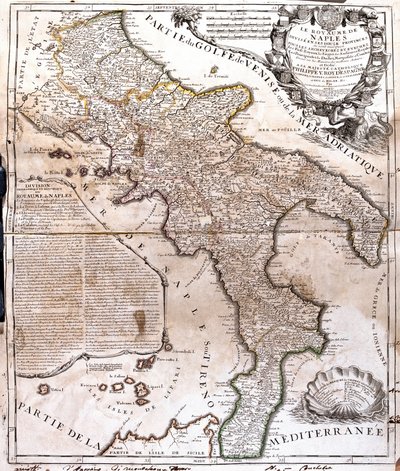 Kaart van het Koninkrijk Napels (Italië) door Jean Baptiste Nolin