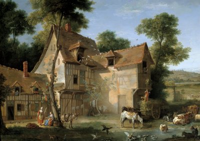 Detail boerderij. Schilderij door Jean Baptiste Oudry (1686-1755) 1750 Sun. 1,3x2,12 m door Jean Baptiste Oudry