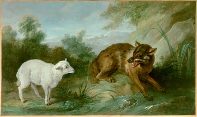 De wolf en het lam. Illustratie van een fabel door Jean de La Fontaine (1621-1695) door Jean Baptiste Oudry