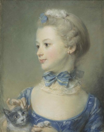 Het kleine meisje met de kat Marie-Anne Huquier, 1747 door Jean Baptiste Perronneau