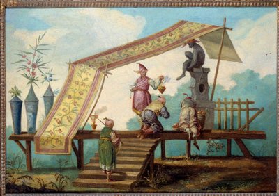 Chinoiserie: Decoratief paneel dat een Chinese offerande voorstelt door Jean Baptiste Pillement
