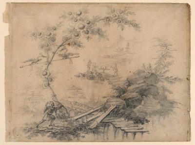 Tekening, Chinoiserie Fantasie, ca. 1780 door Jean Baptiste Pillement