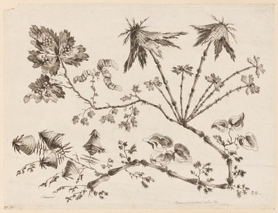 Bloementakken, uit "Recueil de Differentes Fleurs de Fantaisie Dans le Goût Chinois" door Jean Baptiste Pillement