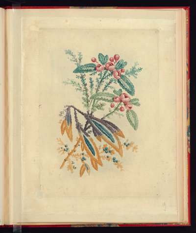 Sierontwerp met Kleine Rode Bloemen en Bessen, uit Nouvelle suite de cahiers de flerurs naturelle a l