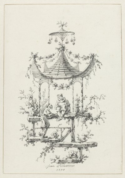 Ornamentale compositie in chinoiserie-stijl door Jean Baptiste Pillement