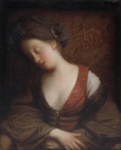Slapende jonge vrouw door Jean Baptiste Santerre