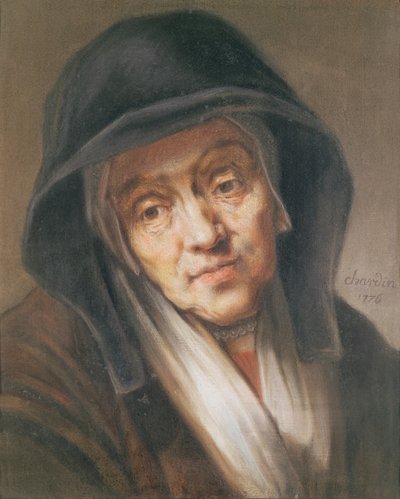 Kopie van een portret door Rembrandt van zijn moeder, 1776 door Jean Baptiste Simeon Chardin