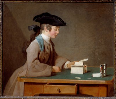 Het kaartenhuis of de zoon van meneer Le Noir door Jean Baptiste Simeon Chardin