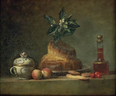 De brioche of het dessert door Jean Baptiste Simeon Chardin