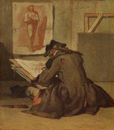 Jonge Student Tekent door Jean Baptiste Simeon Chardin