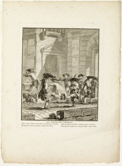 Vrijlating van college, uit De spelen van de Urkers van Parijs door Jean Baptiste Tilliard I