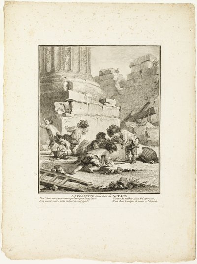 De Dimple, of Het spel van de stenen, uit De spelen van de Urkers van Parijs door Jean Baptiste Tilliard I