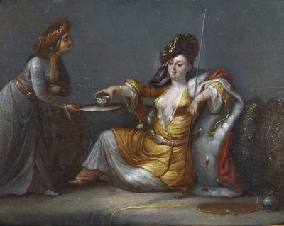 De sultane die koffie drinkt door Jean Baptiste Vanmour