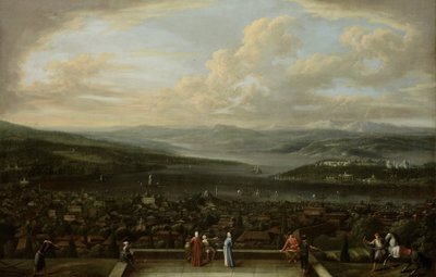 Gezicht op Istanbul vanuit de Nederlandse ambassade in Pera door Jean Baptiste Vanmour