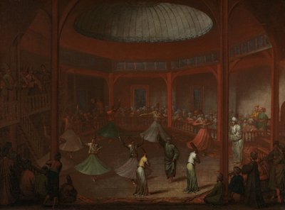 Dansende derwisjen door Jean Baptiste Vanmour