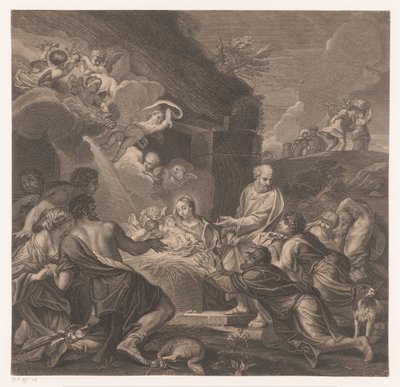 Aanbidding door de herders door Jean Baptiste de Poilly