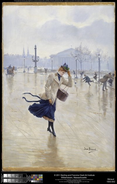 Winderige dag, Place de la Concorde, ca. 1890 door Jean Beraud