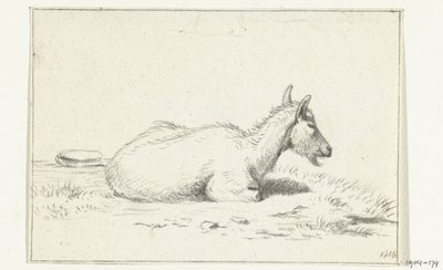 Liggende geit, naar rechts door Jean Bernard