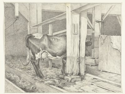 Staande koe in een stal, naar rechts door Jean Bernard