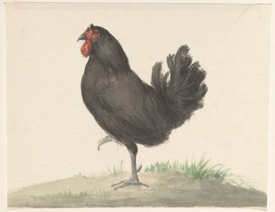 Staande zwarte kip door Jean Bernard