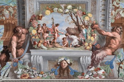 Een van de eenenveertig panelen met scènes die de gebeurtenissen van Bacchus vertellen door Jean Boulanger