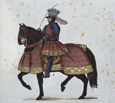 Lodewijk XII betreedt Genua, gegraveerd door Gautier na een illustratie in de 