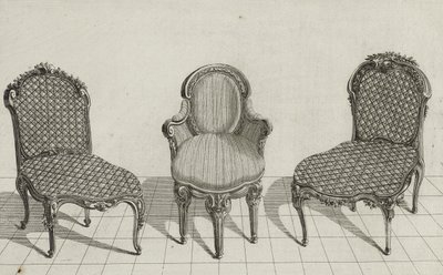 Chaise de Canne, Fauteuil en Cabriolet, Chaise de Canne, gepubliceerd midden jaren 1770 door Jean Charles (after) Delafosse