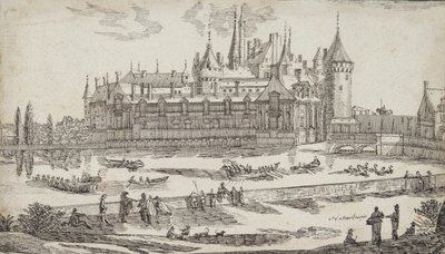 Kasteel aan een rivier door Jean Chaufourier