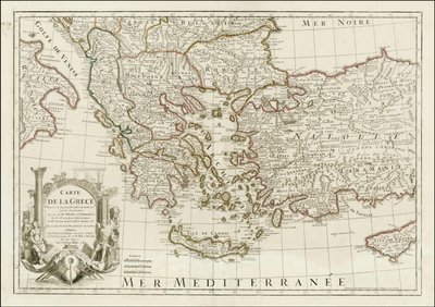 1780 kaart - Carte de la Grece Dressee sur un grand nombre de memoires anciens et nouveaux, Sur ceux de Mrs. Whele et Tournefort door Jean Claude Dezauche