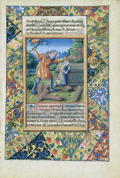 Het offer van Isaak, uit het Getijdenboek van Lodewijk van Orléans, 1490 door Jean Colombe