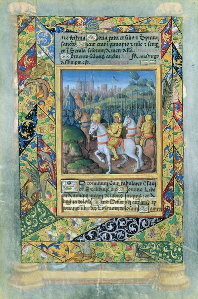 Het leger van de Israëlieten, uit het Getijdenboek van Lodewijk van Orléans, 1490 door Jean Colombe
