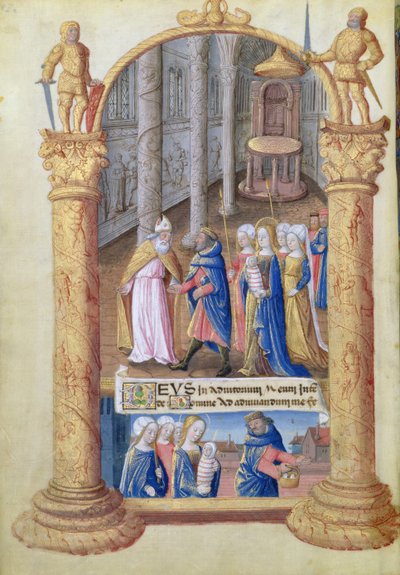 Presentatie van het Christuskind in de tempel, uit het Getijdenboek van Lodewijk van Orléans, 1490 door Jean Colombe