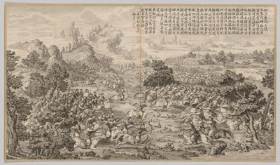 Overwinning bij Heluo Heshi: uit Slagscènes van het Neerslaan van Opstanden..., ca. 1765-1774 door Jean Denis Attiret