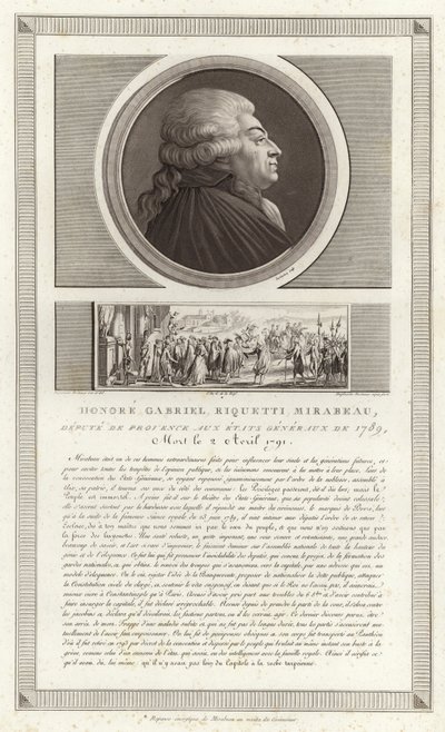 Portret van Honore Gabriel Riqueti, graaf van Mirabeau door Jean Duplessi Bertaux