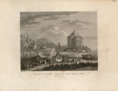 Terugkeer uit Varennes, Aankomst van Louis Capet in Parijs, 1802 door Jean Duplessis Bertaux