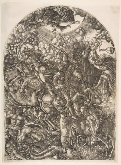 Sint Jan ziet de Vier Ruiters, uit de Apocalyps door Jean Duvet