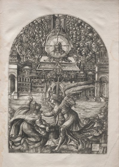 De Apocalyps: De engel toont St. Jan de fontein van levend water door Jean Duvet