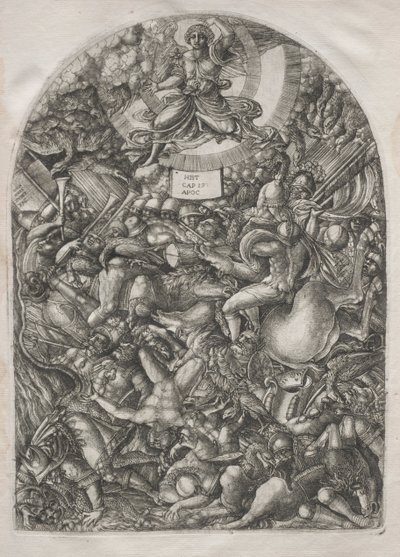 De Apocalyps: De Engel in de Zon Roept de Roofvogels, 1546-1556 door Jean Duvet