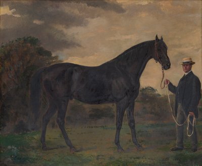Chippendale & een stalknecht in landschap, c.1837-1900 door Jean Edouard Lacretelle