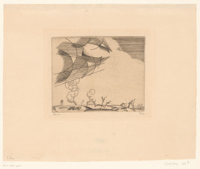 Landschap met rookpluimen door Jean Emile Laboureur (signed by artist)