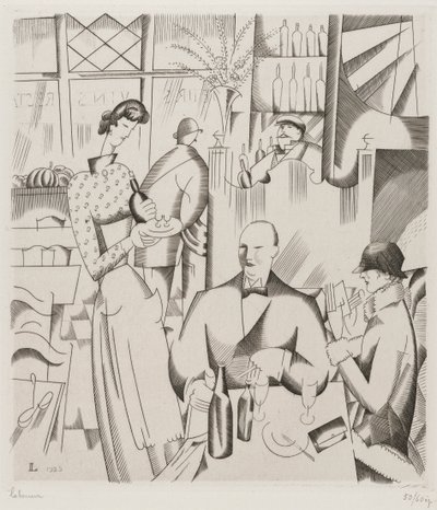 Diner bij het Bistrot, 1923 door Jean Emile Laboureur