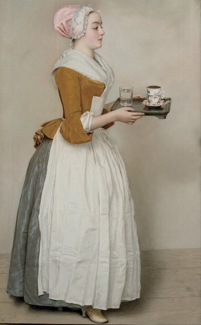 Het Chocolademeisje La Belle Chocolatière de Vienne, ca. 1745 door Jean Étienne Liotard
