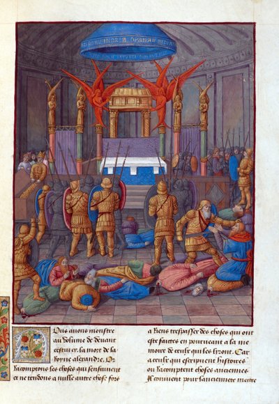 Schending van de Tempel van Jeruzalem door Pompeius door Jean Fouquet