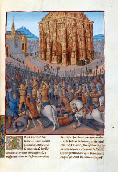 Het beleg van Jeruzalem door Nebukadnezar II. Illustratie in Flavius Josephus 