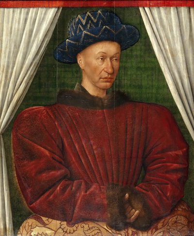 Portret van koning Karel VII van Frankrijk, 1445-1450 door Jean Fouquet