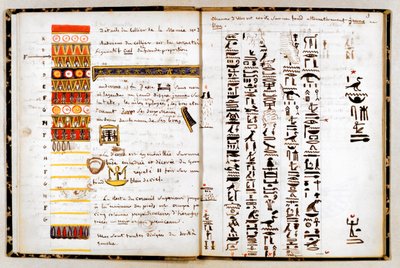 Hiërogliefen in het notitieboek van Jean-Francois Champollion, ca. 1806-1832 door Jean Francois Champollion