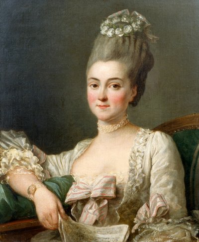 Portret van een dame met een muziekblad door Jean Francois Colson