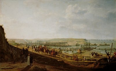 Napoleon I (1769-1821) bezoekt het kamp in Boulogne in juli 1804, 1806 door Jean Francois Hue