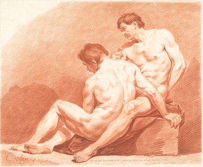 Twee mannelijke naakten, ca. 1774 door Jean Francois Janinet
