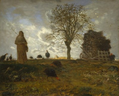 Herfstlandschap met een Kudde Kalkoenen door Jean Francois Millet